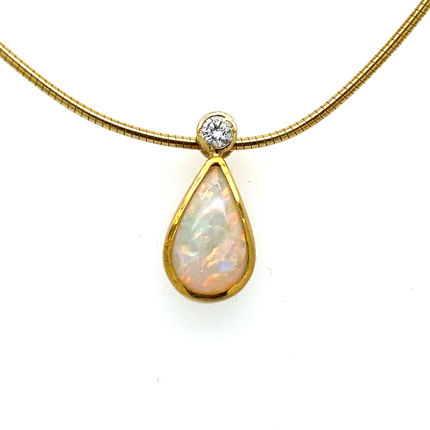 Gelbgold Kette mit Brillant und Opal
